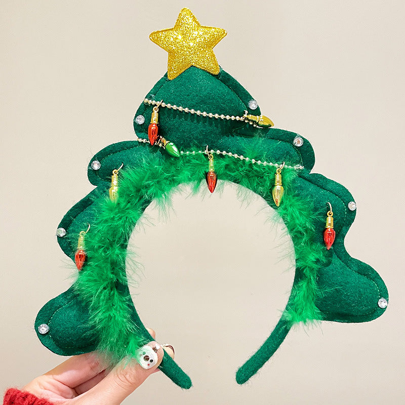 Diadema de árbol de Navidad con decoración